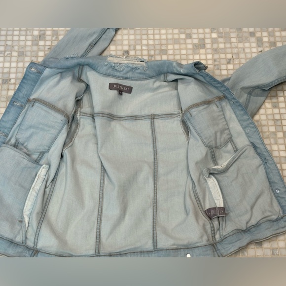 JUST USA Hadid Blue Distressed Denim Jacket - Picture 7 of 10